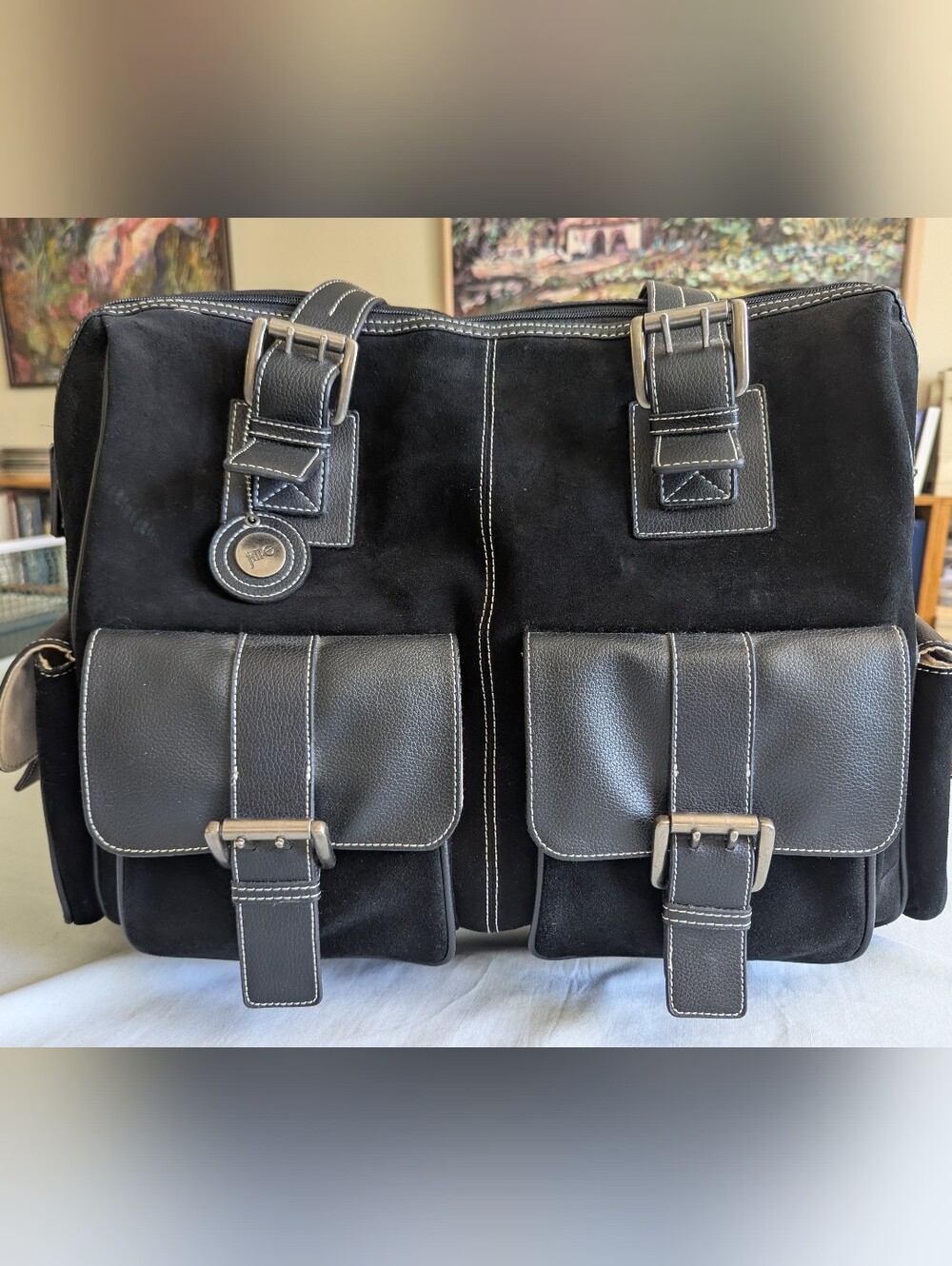 Suede And Leather Versatile Rolling Bag/Camera Bag